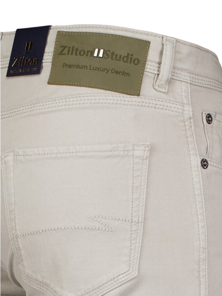 Beige slim dit broek Rodger Zilton
