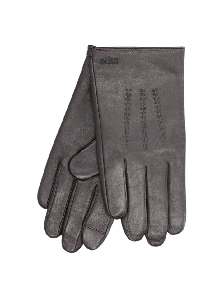 Bruin lederen handschoenen Hugo Boss 