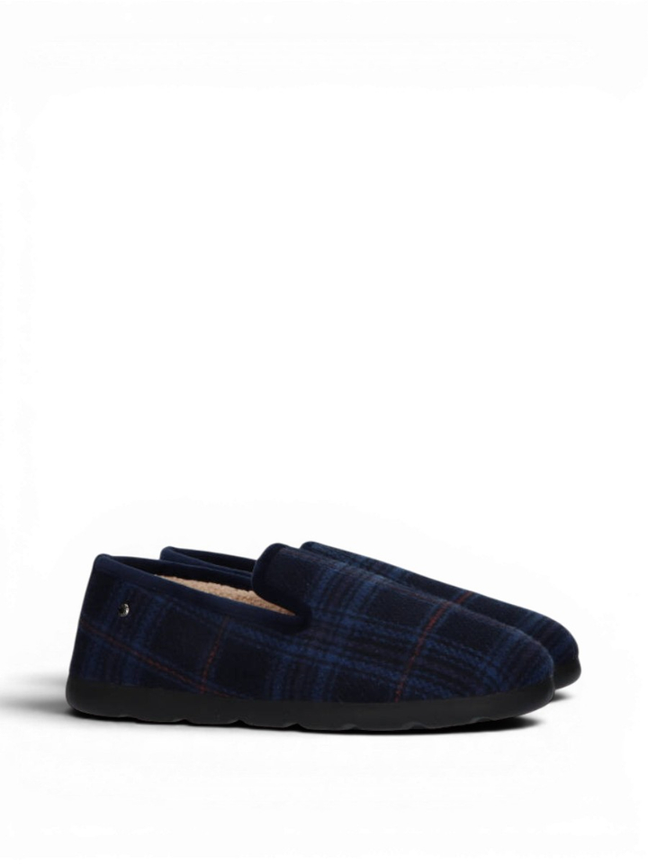 Blauwe pantoffels in ruit motief Isotoner