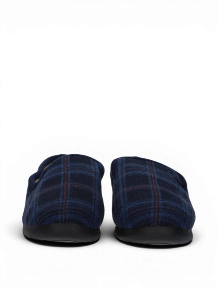 Blauwe pantoffels in ruit motief Isotoner