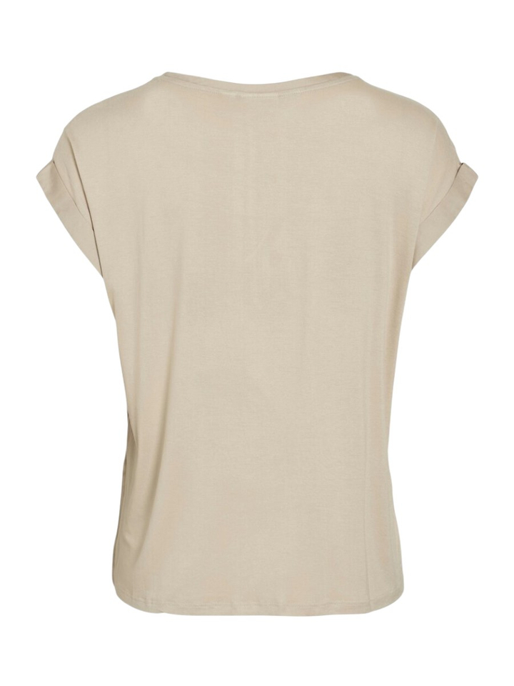 Beige t-shirt met glanzende voorzijde Viellette Vila