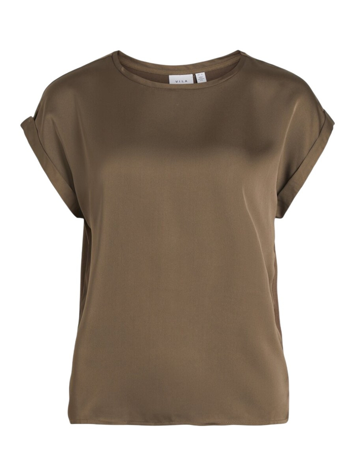 Bruine top met ronde hals Vielette Vila