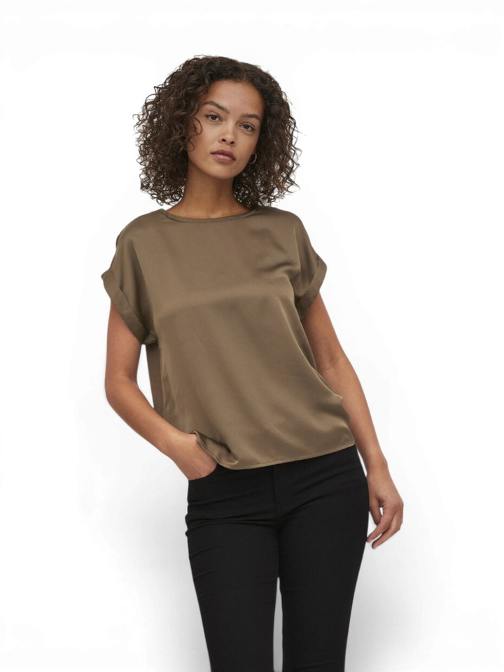 Bruine top met ronde hals Vielette Vila