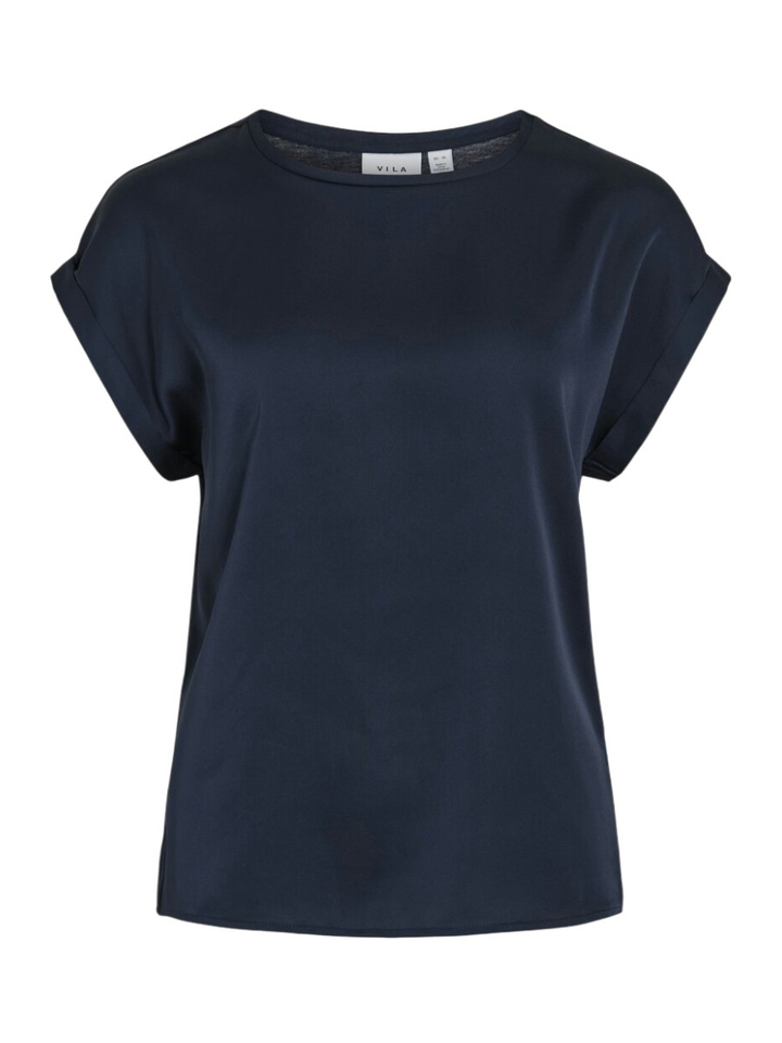 Blauwe t-shirt met glanzende stof Viellette Vila