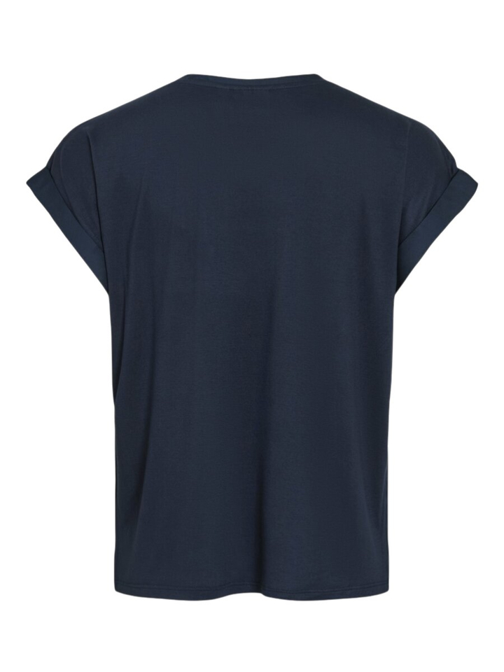Blauwe t-shirt met glanzende stof Viellette Vila