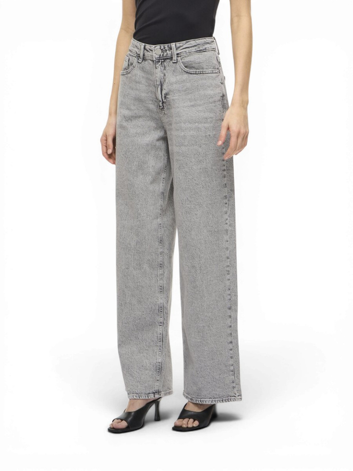 Grijze jeans met hoge taille wide fit Vifreya Vila