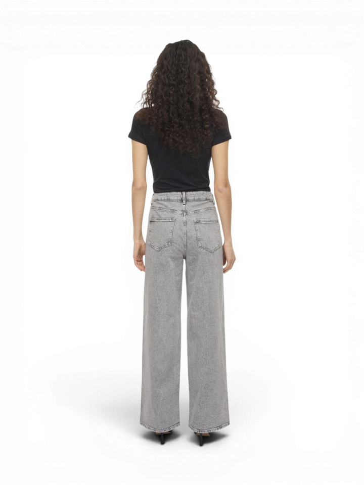 Grijze jeans met hoge taille wide fit Vifreya Vila