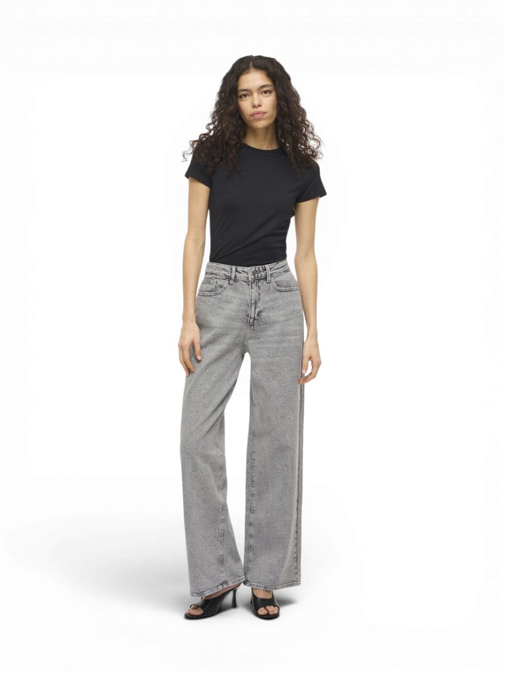 Grijze jeans met hoge taille wide fit Vifreya Vila