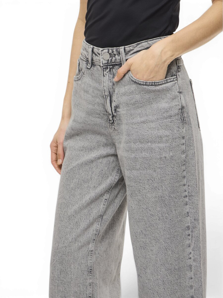 Grijze jeans met hoge taille wide fit Vifreya Vila