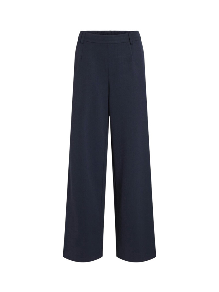 Donkerblauwe wijde broek met hoge taille met elastiek Vivarone Villa