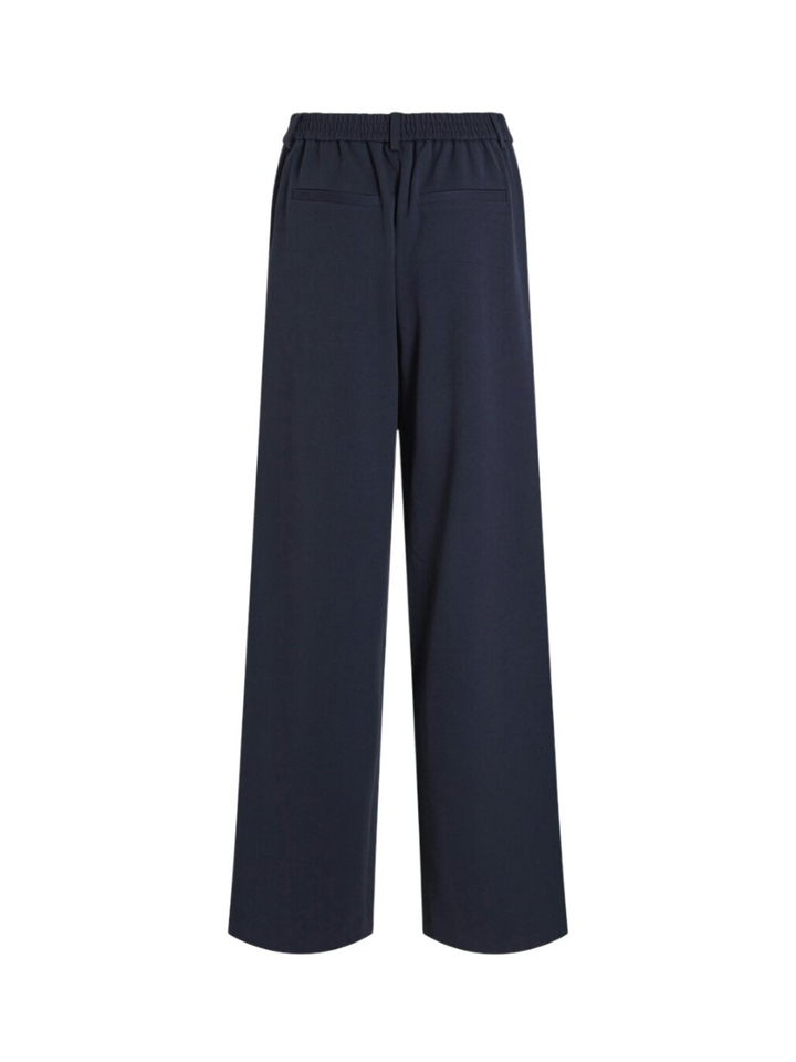 Donkerblauwe wijde broek met hoge taille met elastiek Vivarone Villa