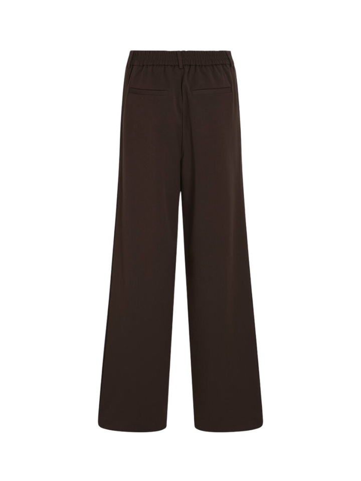 Bruine wijde broek met elastiek Vila