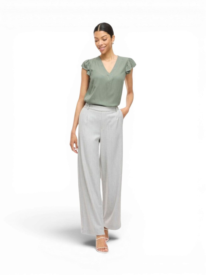 Grijze broek met hoge taille Vivarone Vila