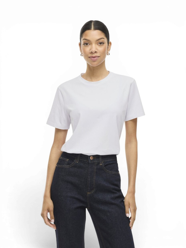 Witte t-shirt met ronde hals en korte mouwen Vinora Vila