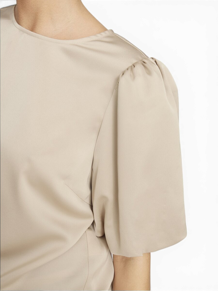 Beige glanzende bloes Viellette Vila