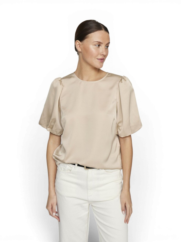 Beige glanzende bloes Viellette Vila