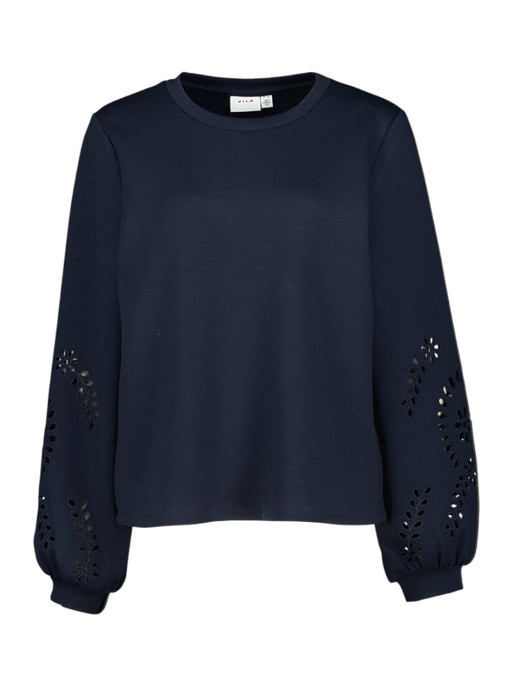Blauwe sweater detail aan de mouw Visandy Vila
