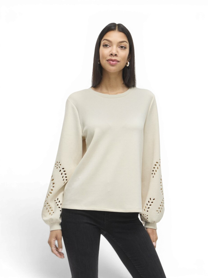 Ecru sweater detail aan de mouw Visandy Vila