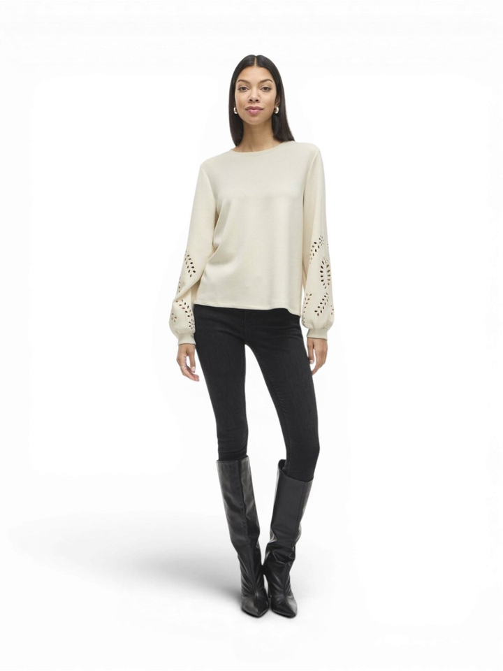 Ecru sweater detail aan de mouw Visandy Vila