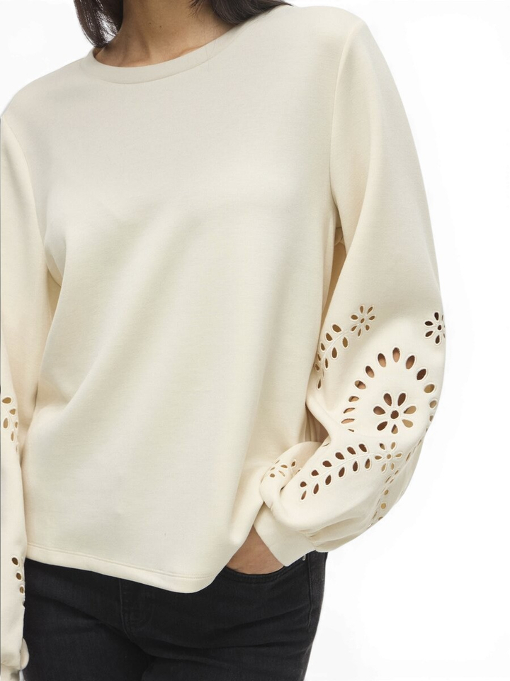 Ecru sweater detail aan de mouw Visandy Vila