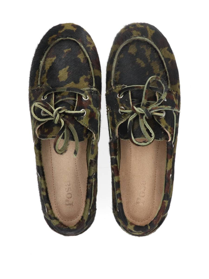 Groene boat loafer camo met print Posa 
