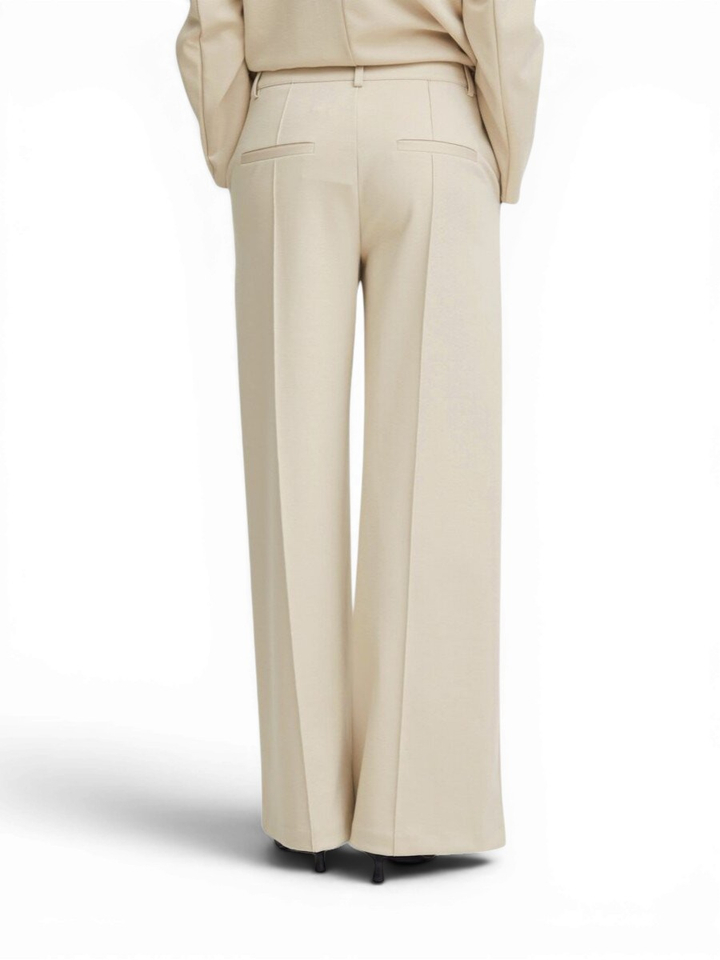Beige broek met bandplooien Kate Sus Office Ichi