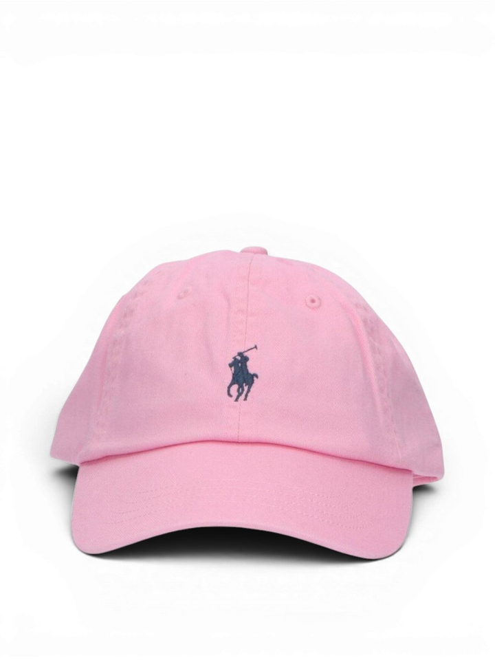 Lichtroze katoenen pet met donkerblauw logo Ralph Lauren