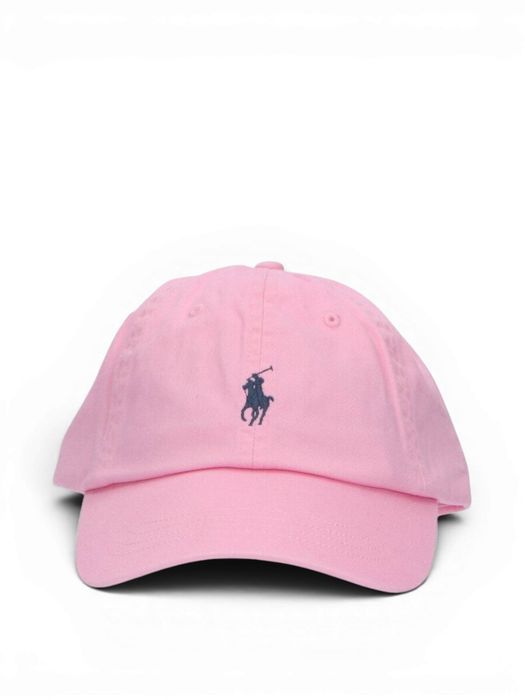 Lichtroze katoenen pet met donkerblauw logo Ralph Lauren