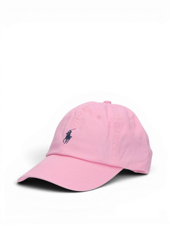Lichtroze katoenen pet met donkerblauw logo Ralph Lauren