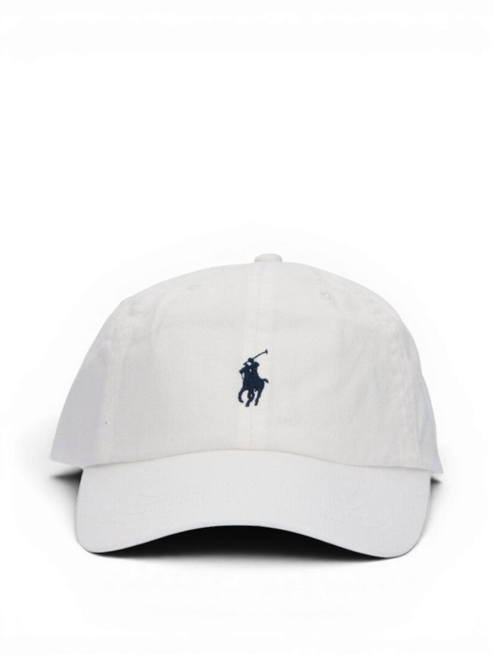 Witte katoenen pet met donkerblauw logo Ralph Lauren