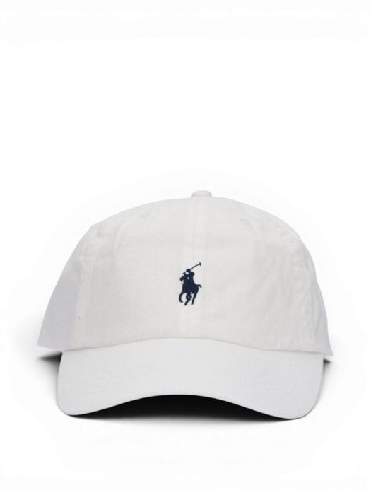 Witte katoenen pet met donkerblauw logo Ralph Lauren