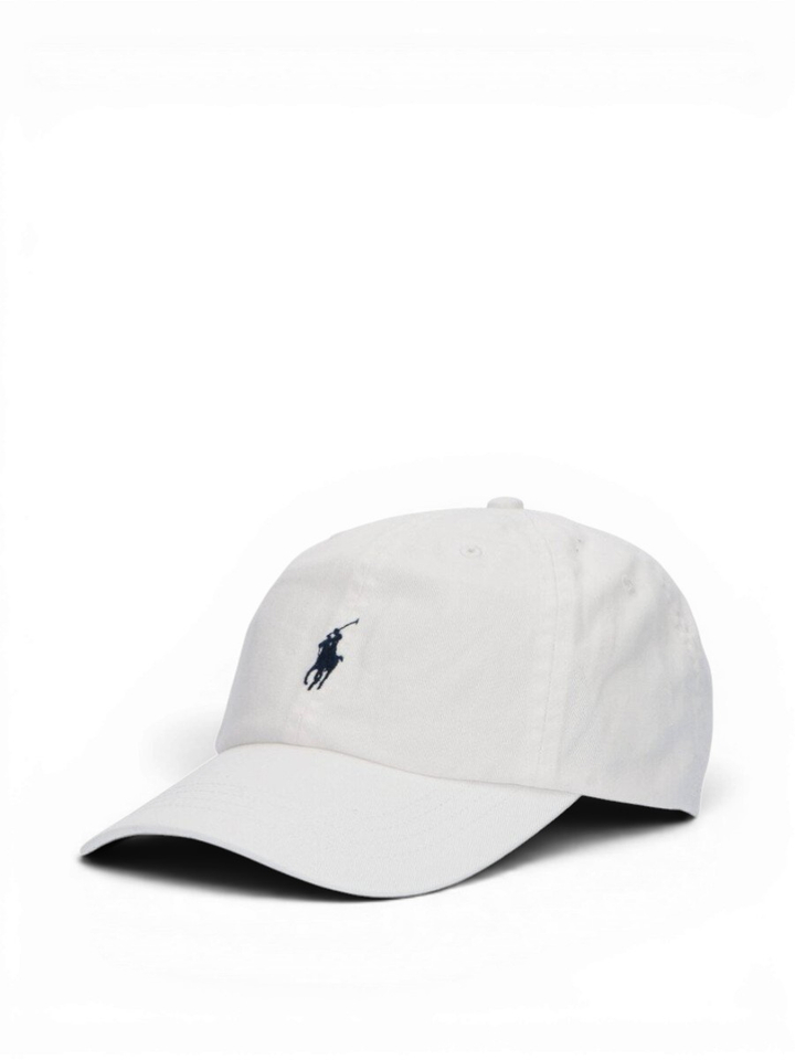 Witte katoenen pet met donkerblauw logo Ralph Lauren