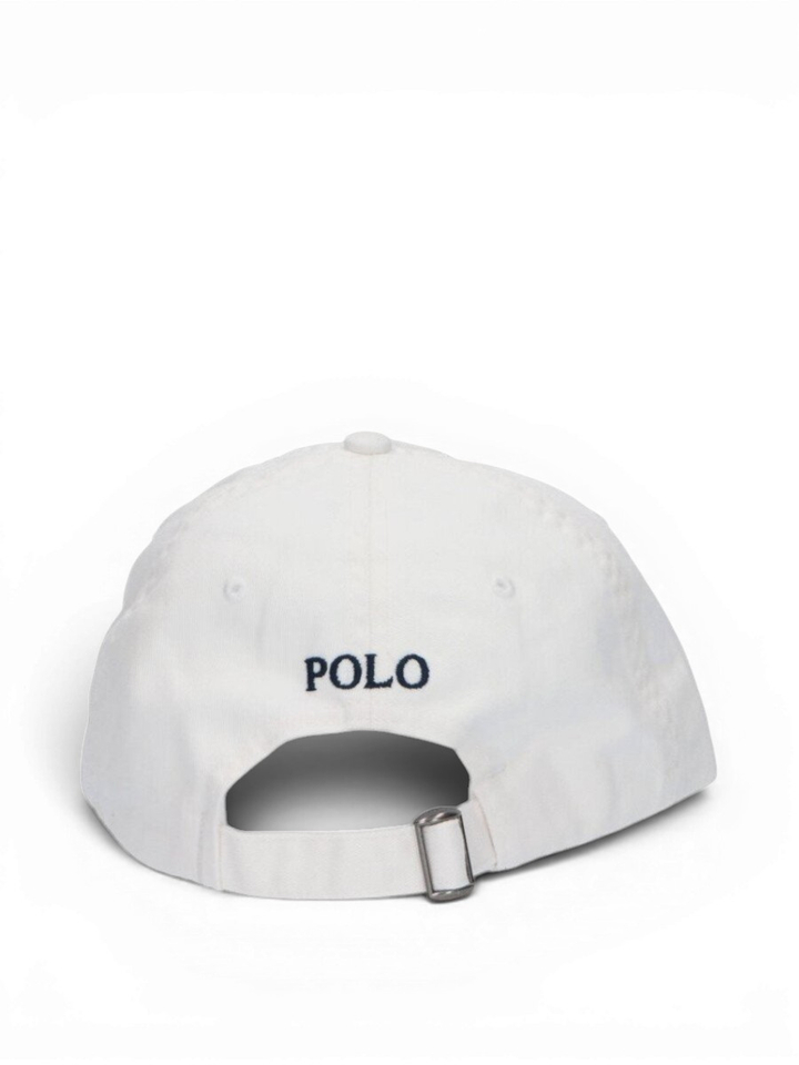Witte katoenen pet met donkerblauw logo Ralph Lauren