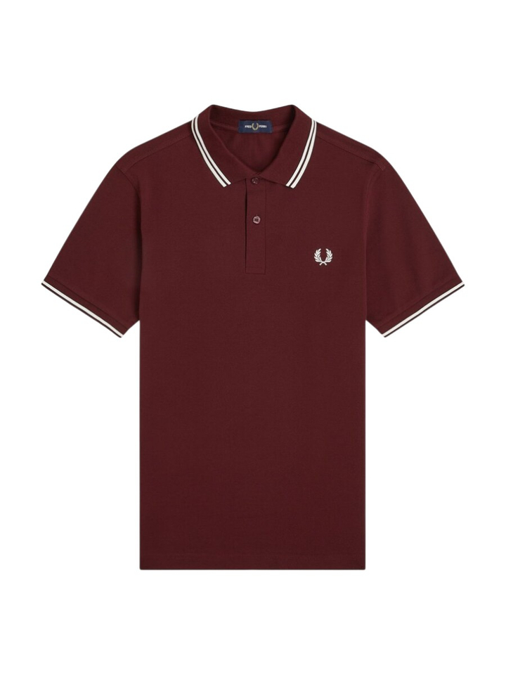 Bordeaux polo met merklogo op de borst Fred Perry
