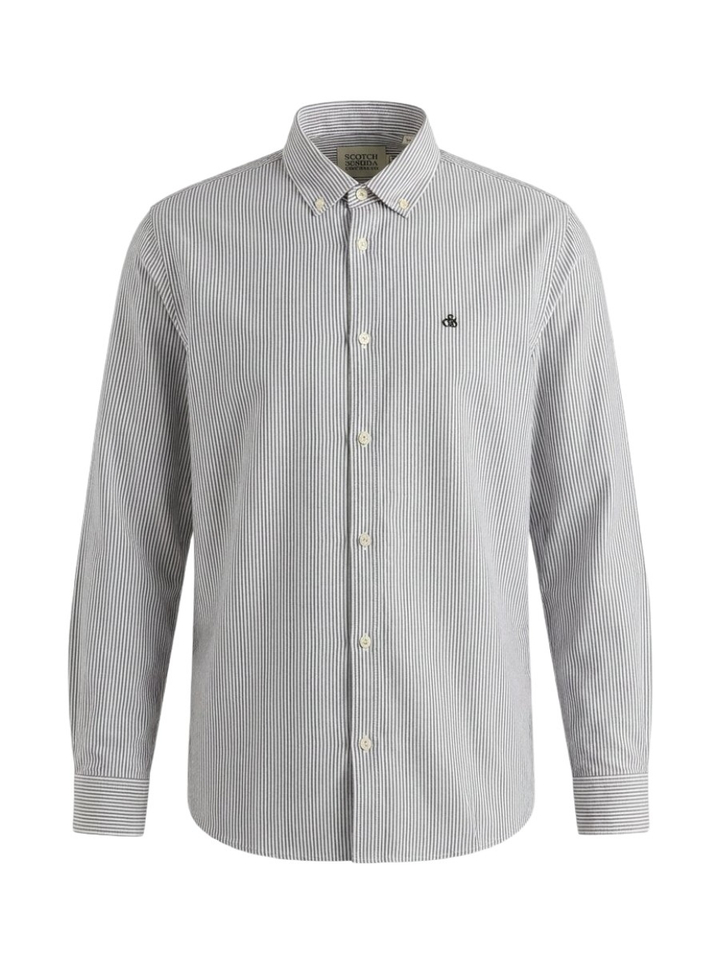 Wit katoenen hemd ( regular fit) met strepen en lange mouwen Scotch&Soda