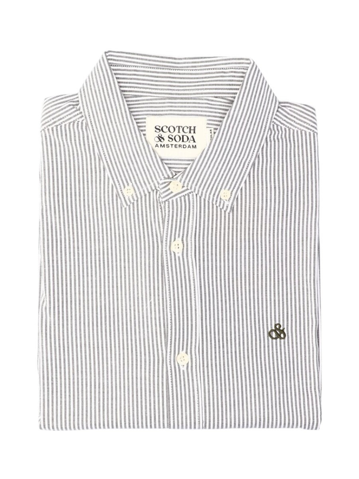 Wit katoenen hemd ( regular fit) met strepen en lange mouwen Scotch&Soda