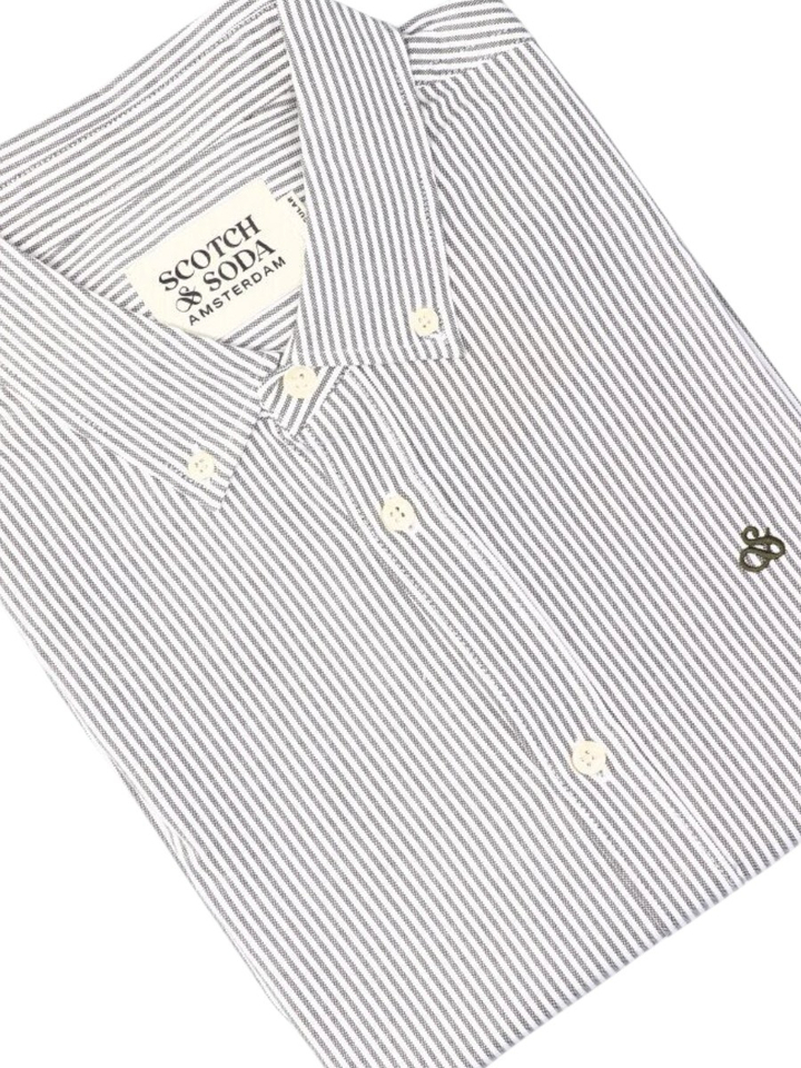Wit katoenen hemd ( regular fit) met strepen en lange mouwen Scotch&Soda