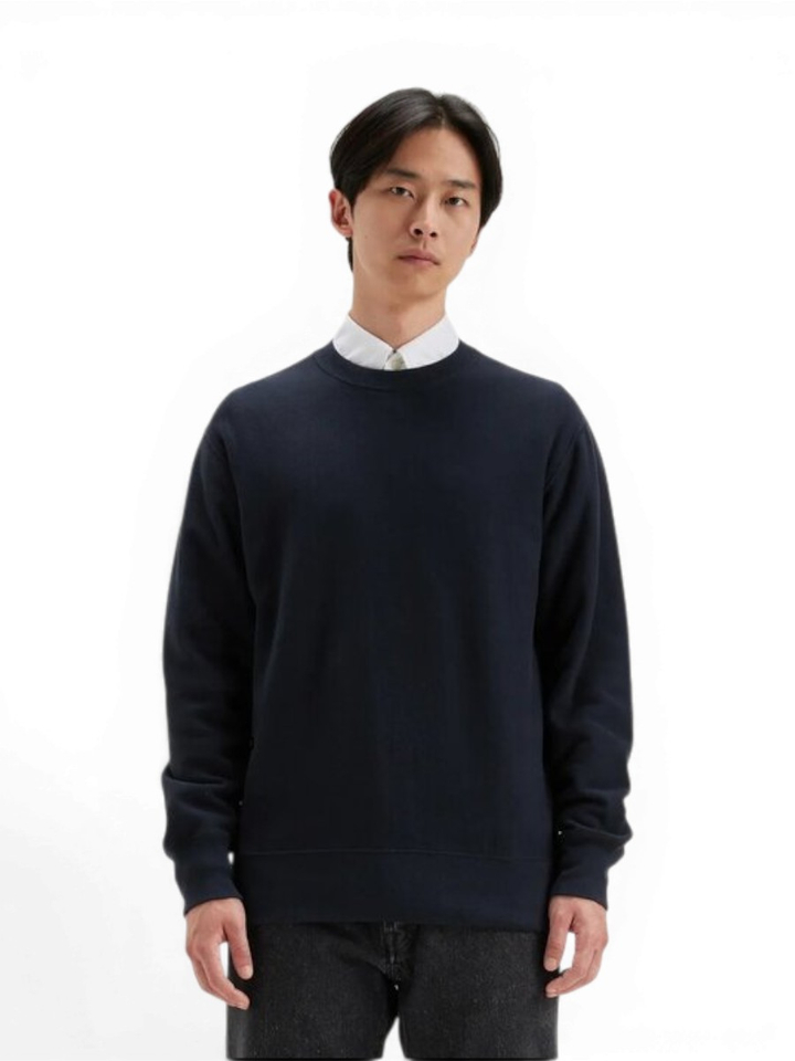 Donkerblauwe katoenen sweater met ronde hals Flake Bellerose 