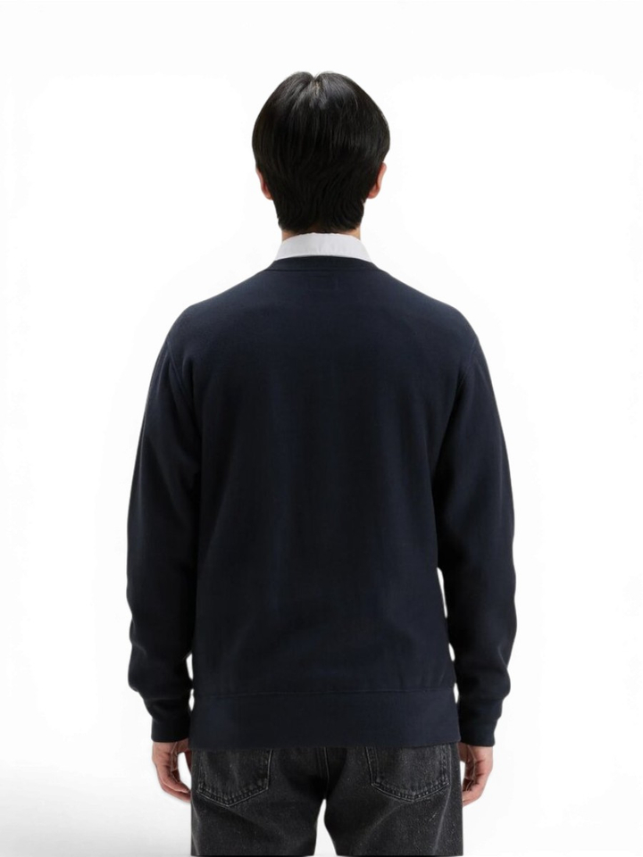 Donkerblauwe katoenen sweater met ronde hals Flake Bellerose 