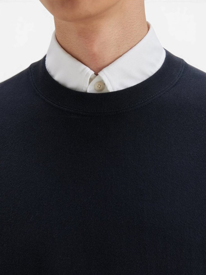 Donkerblauwe katoenen sweater met ronde hals Flake Bellerose 