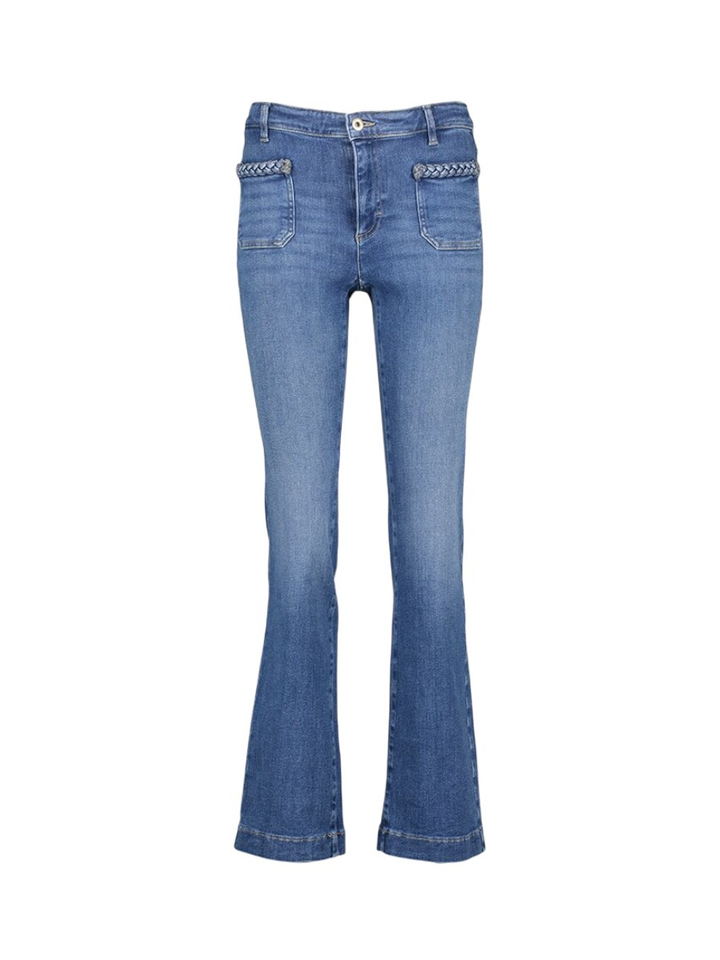 Blauwe straight fit jeans met opgestikte zakken Mary Brax