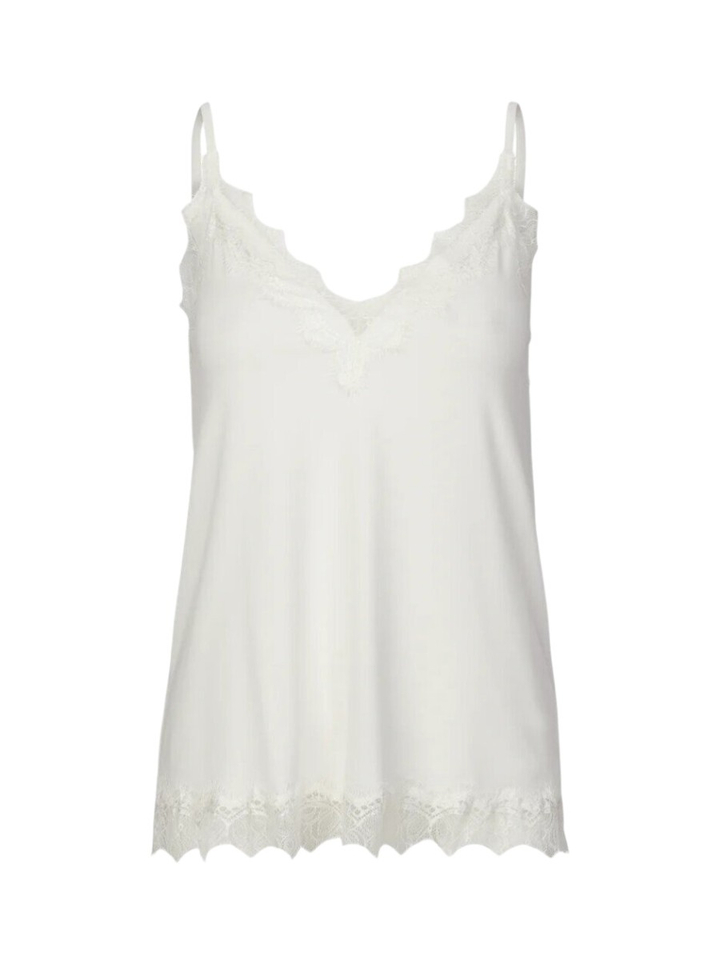 Beige klassieke top met kanten afwerking Rosemunde