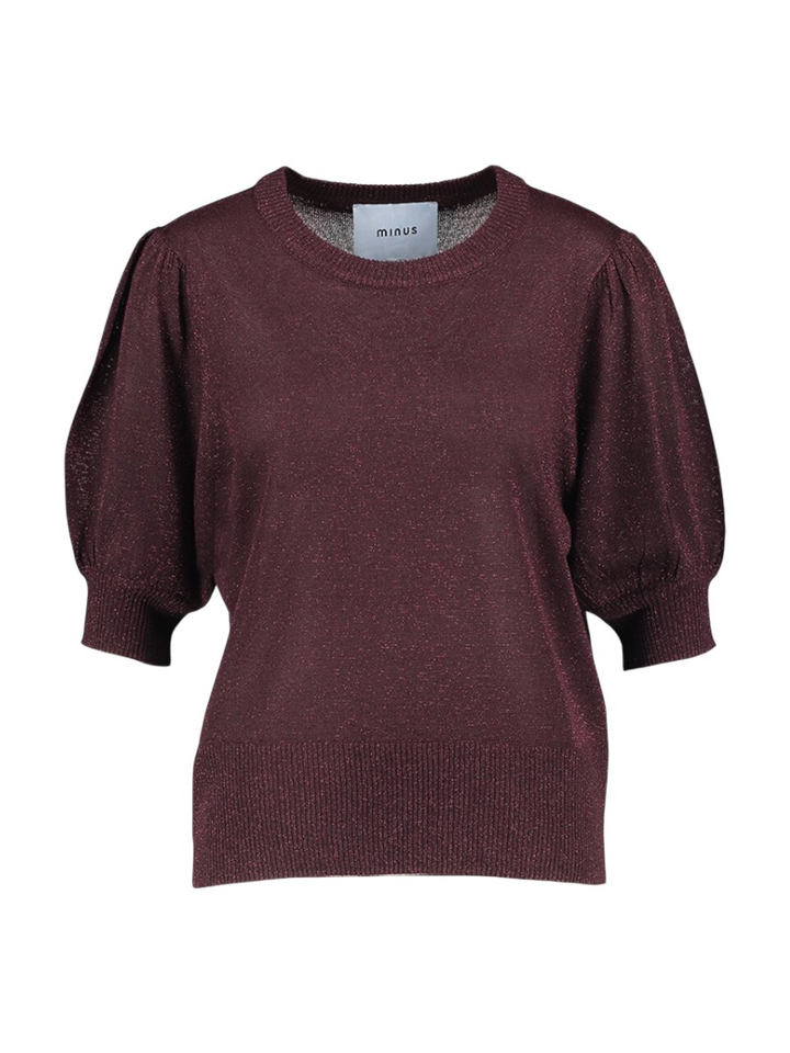 Bordeaux glitterpull met korte mouwen Liva Minus