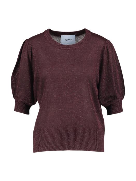 Bordeaux glitterpull met korte mouwen Liva Minus