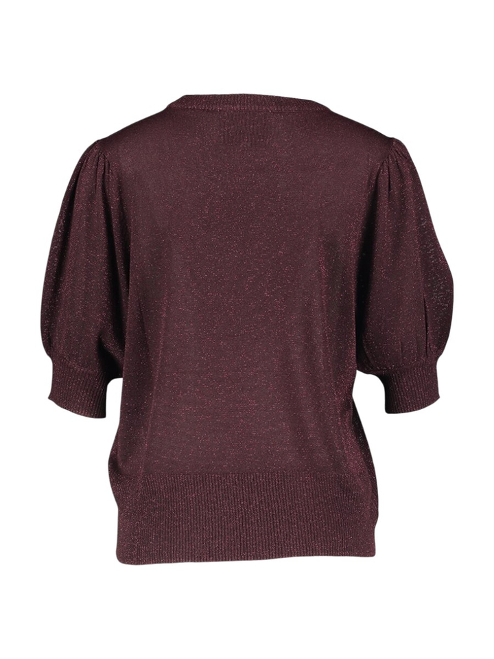 Bordeaux glitterpull met korte mouwen Liva Minus