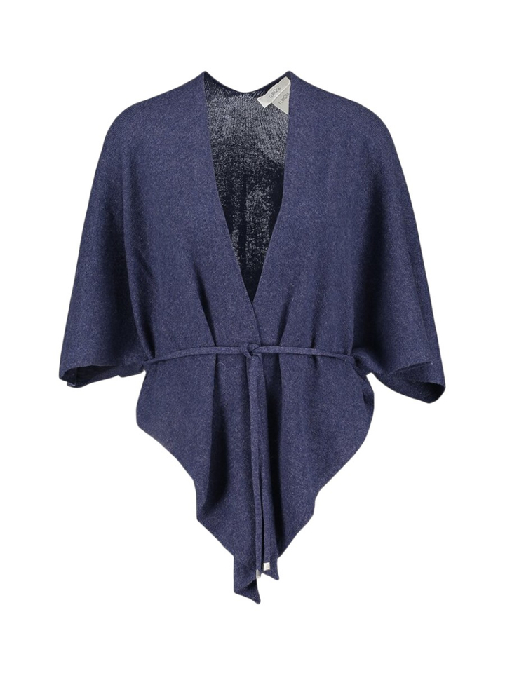 Donkerblauwe poncho met wol en cashmere Wonder Furore 