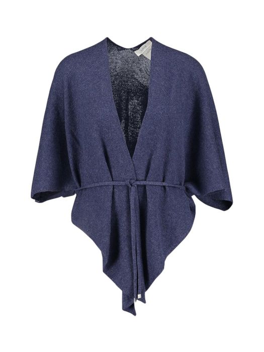 Donkerblauwe poncho met wol en cashmere Wonder Furore