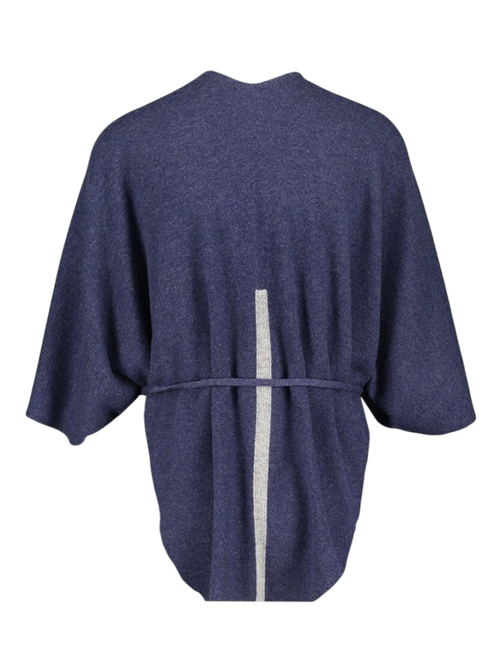 Donkerblauwe poncho met wol en cashmere Wonder Furore 