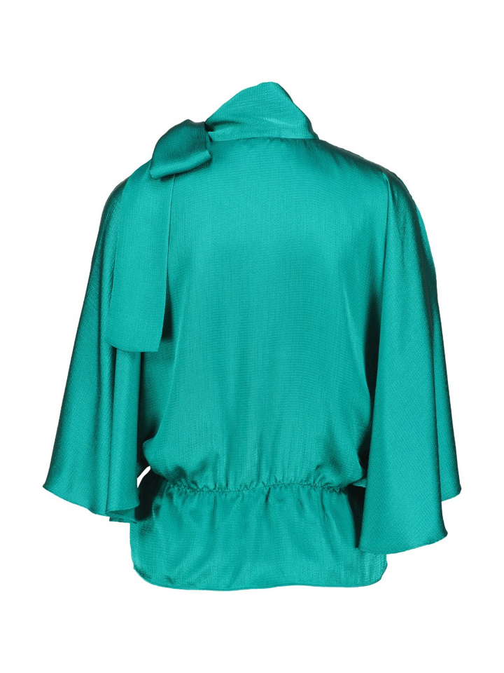 Groene blouse in metallic look met elastische band Stella Nova