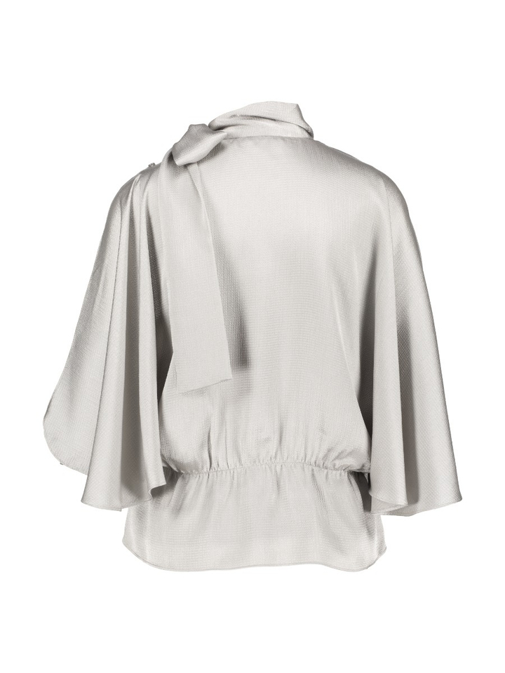 Grijze metallic look blouse met elastische band Stella Nova 